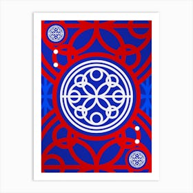 Geometric Abstract Glyph in White on Red and Blue Array n.0059 Art Print