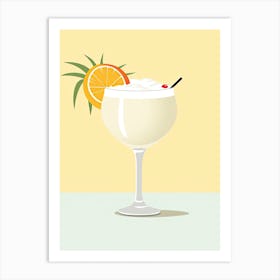 Illustration Piña Colada Floral Infusion Cocktail 3 Art Print