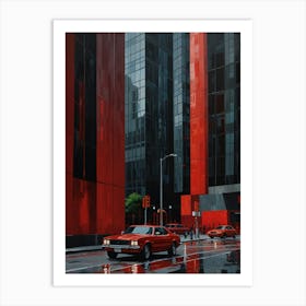 Red Car On The Street Art Print