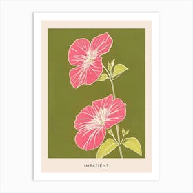 Pink & Green Impatiens 1 Flower Poster Art Print
