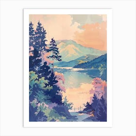 Hakone Japan 3 Retro Illustration Art Print