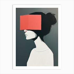 Girl With A Red Box, Minimalism Art Print