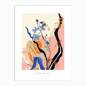 Colourful Flower Illustration Poster Forget Me Not 1 Art Print