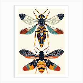 Colourful Insect Illustration Wasp 2 Art Print
