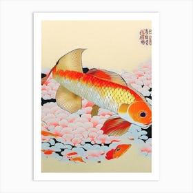 Soragoi Koi Fish 1, Ukiyo E Style Japanese Art Print