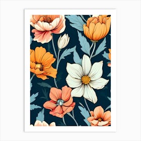 Seamless Floral Pattern 31 Art Print