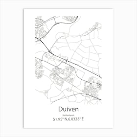 Duiven,Netherlands Minimalist Map Art Print