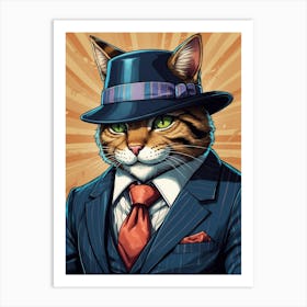 Cat In Suit Art Print