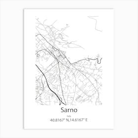 Sarno,Italy Minimalist Map Art Print