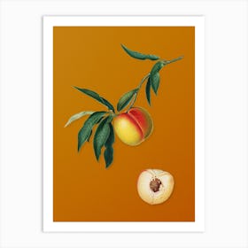 Vintage Peach Botanical on Sunset Orange n.0149 Art Print