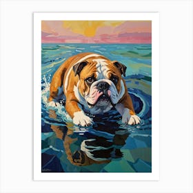 Bulldog In The Water Art Print