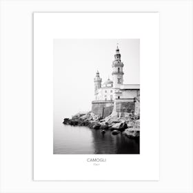 Poster Of Camogli, Italy, Black And White Photo 1 Art Print