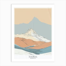 Toubkal Morocco Color Line Drawing 3 Poster Art Print