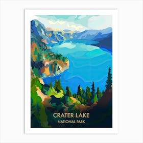 Crater Lake National Park Travel Poster Illustration Style 3 Art Print