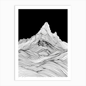 Beinn Bheoil Mountain Line Drawing 2 Art Print