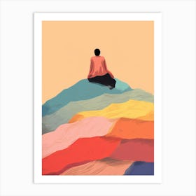 Person Sitting On A Hill Art Print