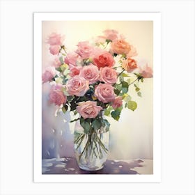 Bloomed Beauty: Rose Vase Print Art Print