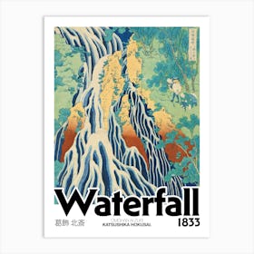 Hokusai Waterfall Graphic Poster Mount Kurokami Modern Art Print