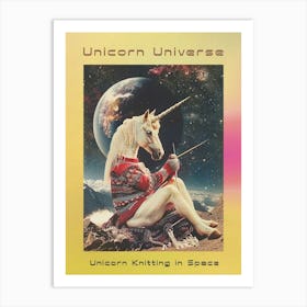 Unicorn Knitting In Space Abstract Collage 2 Poster Art Print