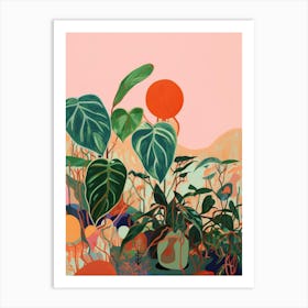 Boho Plant Painting Philodendron Brasil 2 Art Print