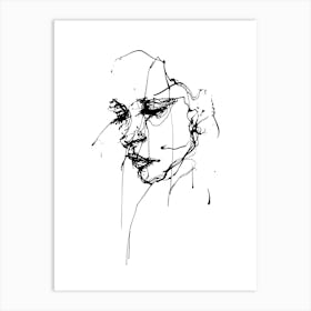 Portrait Of A Woman Minimalist Line Art Monoline Illustration 5 Art Print