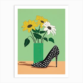 High Heels And Sunflowers Art Print