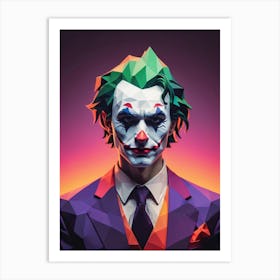 Joker Portrait Low Poly Geometric (18) Art Print