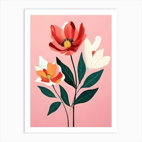 Flowers On A Pink Background 6 Art Print