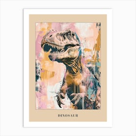 Retro Pastel Dinosaur Collage Poster Art Print