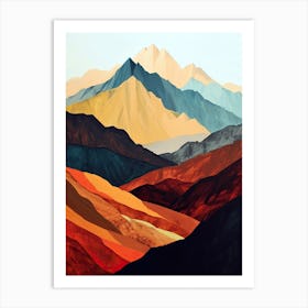 Ethereal Embers: Minimalist Peaks Art Print