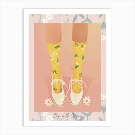 Step Into Spring White Floral Vintage Shoes 2 Art Print