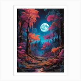 Full Moon In The Forest 1 Art Print