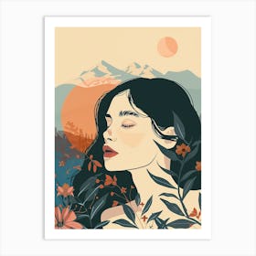 Girl With Flowers 1 Art Print