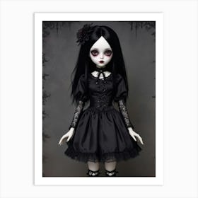 Black Gothic Doll Art Print