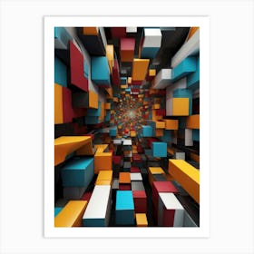 Abstract 3d Cubes Art Print