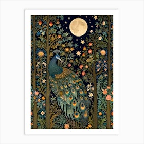 William Morris Peacock In The Forest 2 Art Print