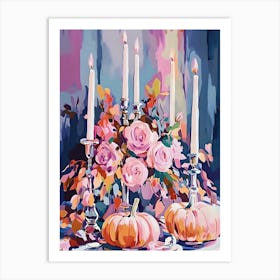 Pumpkins And Candles 3 Art Print