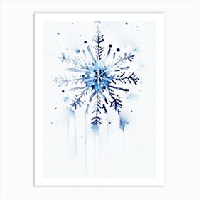 Winter, Snowflakes, Minimalist Watercolour 1 Art Print