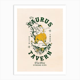 Taurus Vintage Toile Tavern Art Art Print