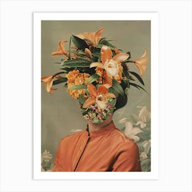 Flowers On A Woman'S Head Art Print