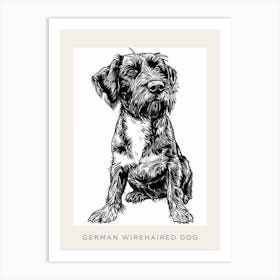 German Wirehaired Dog Line Sketch 2 Poster Art Print