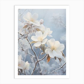 Frosty Botanical Camellia 2 Art Print