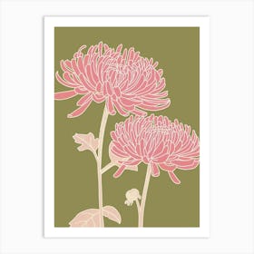 Pink & Green Chrysanthemum 1 Art Print