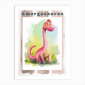 Cute Cartoon Amargasaurus Dinosaur 1 Poster Art Print