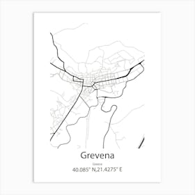 Grevena,Greece Minimalist Map Art Print