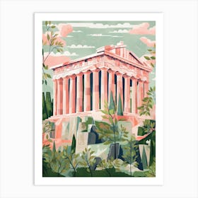 The Parthenon   Nashville, Usa   Cute Botanical Illustration Travel 2 Art Print