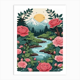 Roses In Japan forest Art Print