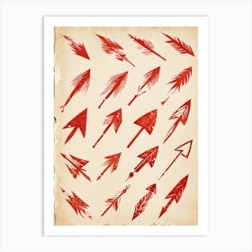 Brushstroke Designed Hand Drawn Arrow Icons Detailed Brushwork Strokes Visible Mix Of Red And Bro 2 1 Art Print