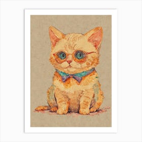 Cat With Glasses 3 Art Print