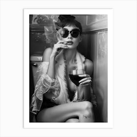 Glamorous Party Girl in Bathroom Art Print